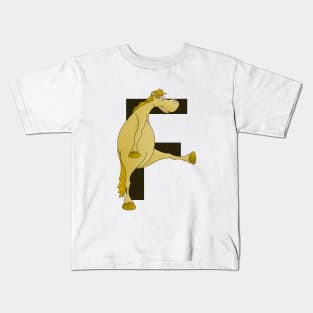 Pony Monogram Letter F Kids T-Shirt